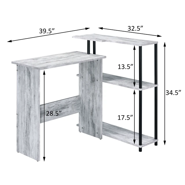 Alt view image 5 of 5 - Antique White and Black Office Desk with Bookshelf
