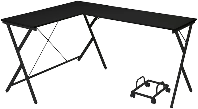 Alt view image 2 of 6 - Black L-shaped Computer Desk with CPU Holder