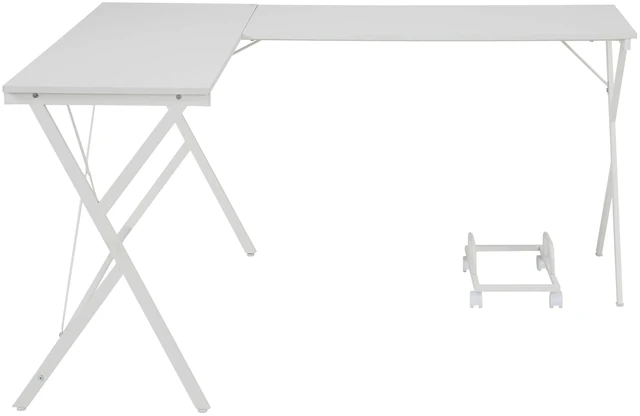 Alt view image 3 of 6 - White L-shaped Computer Desk with CPU Holder