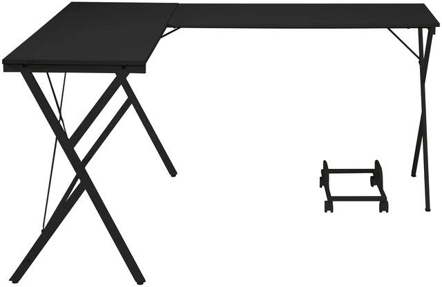 Alt view image 3 of 6 - Black L-shaped Computer Desk with CPU Holder
