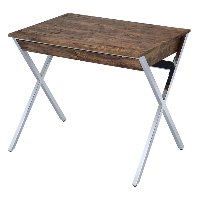 Alt view image 2 of 5 - Weathered Oak and Chrome 2-drawer Writing Desk