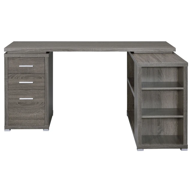 Alt view image 3 of 7 - Tona Weathered Grey 3-Drawer L-shape Desk