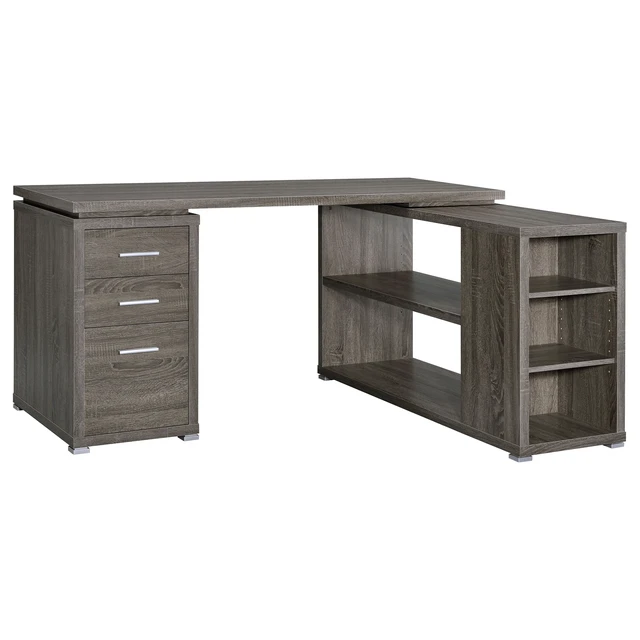 Alt view image 2 of 7 - Tona Weathered Grey 3-Drawer L-shape Desk