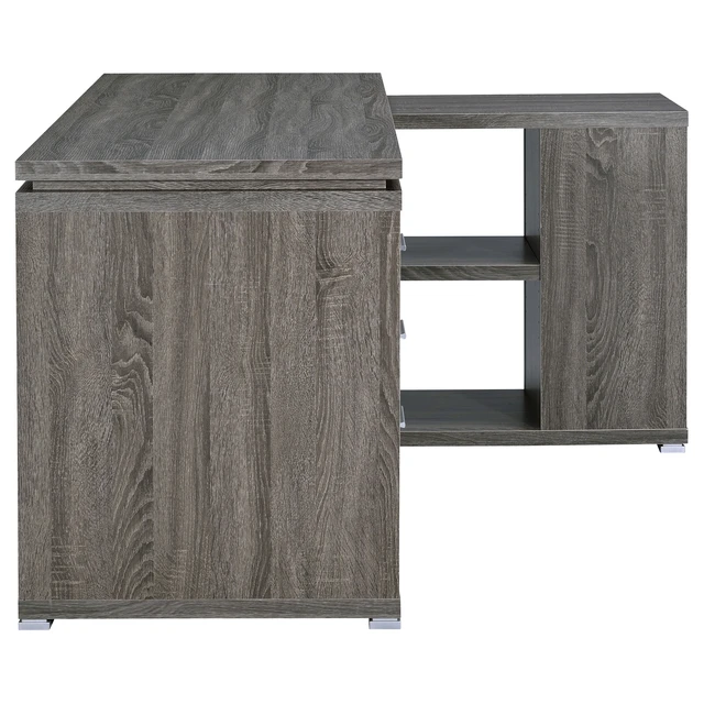Alt view image 4 of 7 - Tona Weathered Grey 3-Drawer L-shape Desk
