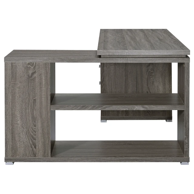 Alt view image 5 of 7 - Tona Weathered Grey 3-Drawer L-shape Desk