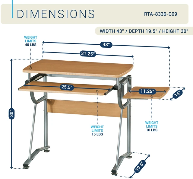 Alt view image 4 of 7 - Compact Computer Desk with Side Shelf and Keyboard Panel, Cherry
