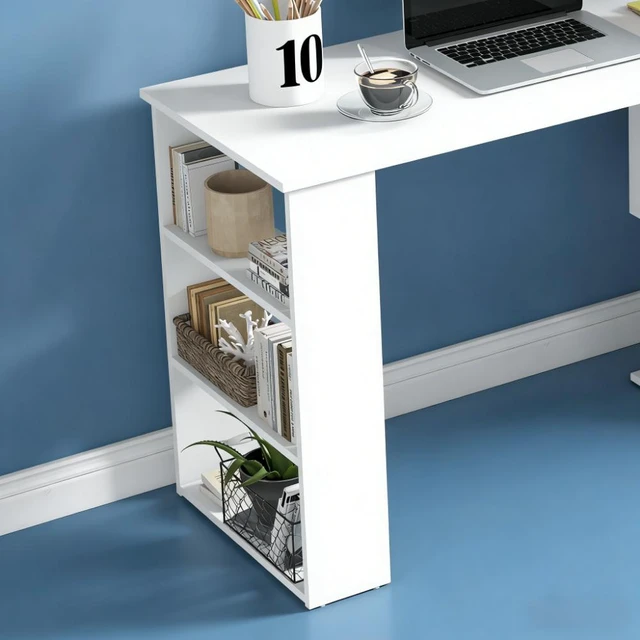 Alt view image 4 of 7 - Writing Table Workstation,L Shaped Corner Computer Desk,360° Rotating Home Office Desk