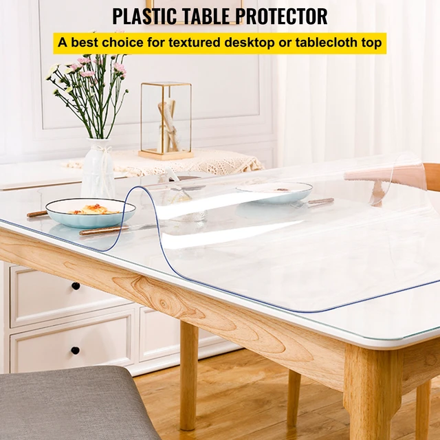 Alt view image 2 of 7 - Plastic Table Cover 36 x 60 Inch, 2 mm Thick Clear Table Protector, Rectangle Clear Desk Mat, Waterproof & Easy Cleaning for Office Dresser Night Stand