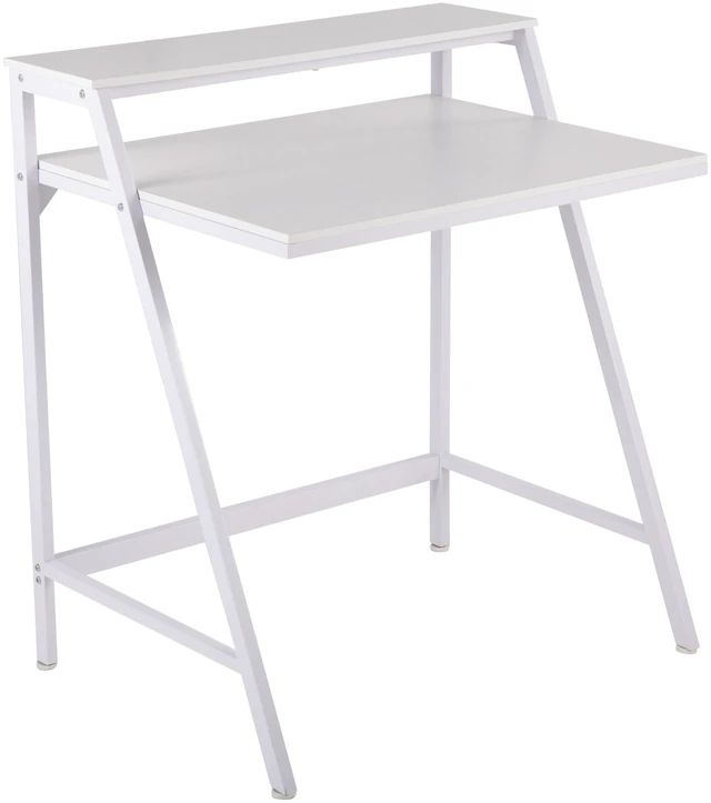 Main image of 2-Tier Contemporary Office Desk in White Steel and White Wood