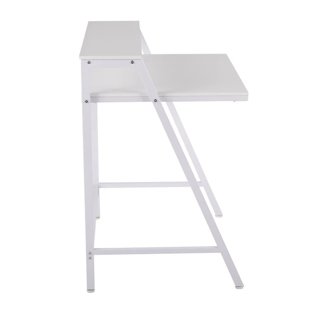Alt view image 3 of 7 - 2-Tier Contemporary Office Desk in White Steel and White Wood