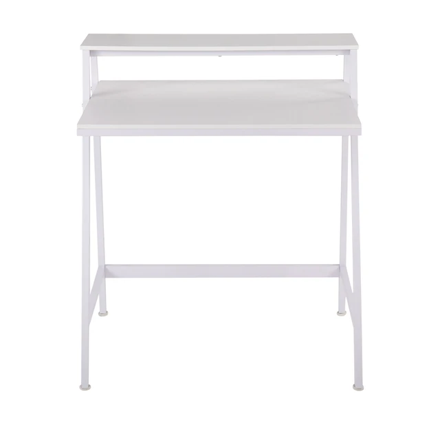 Alt view image 6 of 7 - 2-Tier Contemporary Office Desk in White Steel and White Wood