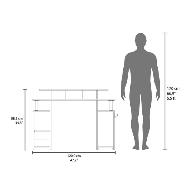 Alt view image 5 of 5 - Arimo Gaming Desk, Office, Black