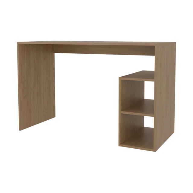 Alt view image 2 of 5 - Natural Oak Computer Desk with Open Storage and Open Shelf