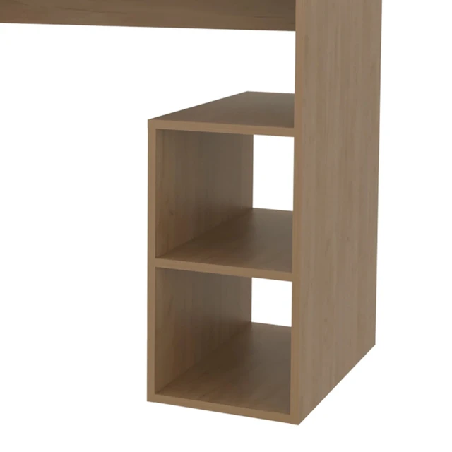Alt view image 4 of 5 - Natural Oak Computer Desk with Open Storage and Open Shelf