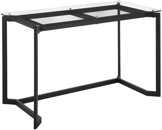 Main image of Modern Office Desk in Black Steel with Clear Glass Top