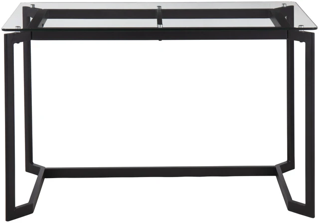 Alt view image 5 of 5 - Modern Office Desk in Black Steel with Clear Glass Top