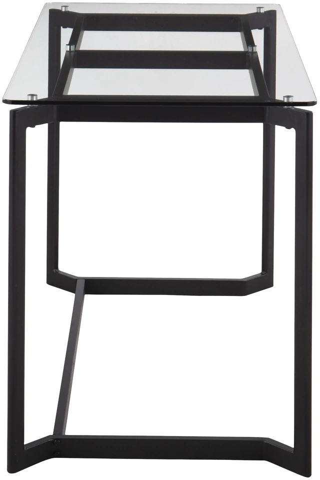 Alt view image 2 of 5 - Modern Office Desk in Black Steel with Clear Glass Top