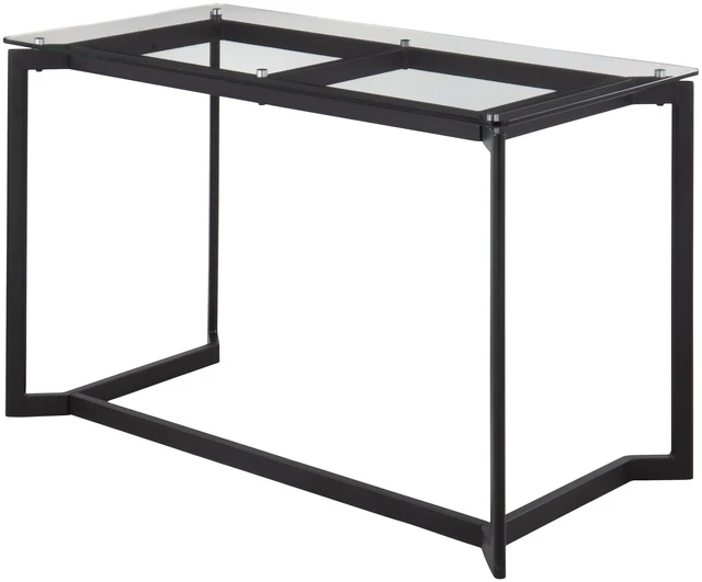 Alt view image 3 of 5 - Modern Office Desk in Black Steel with Clear Glass Top