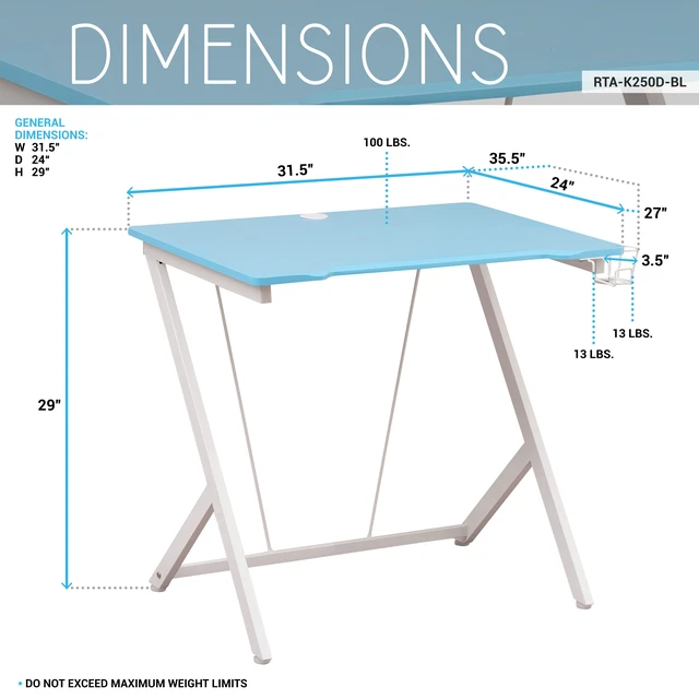 Alt view image 4 of 7 - Techni Mobili Kids Gaming Desk, Blue