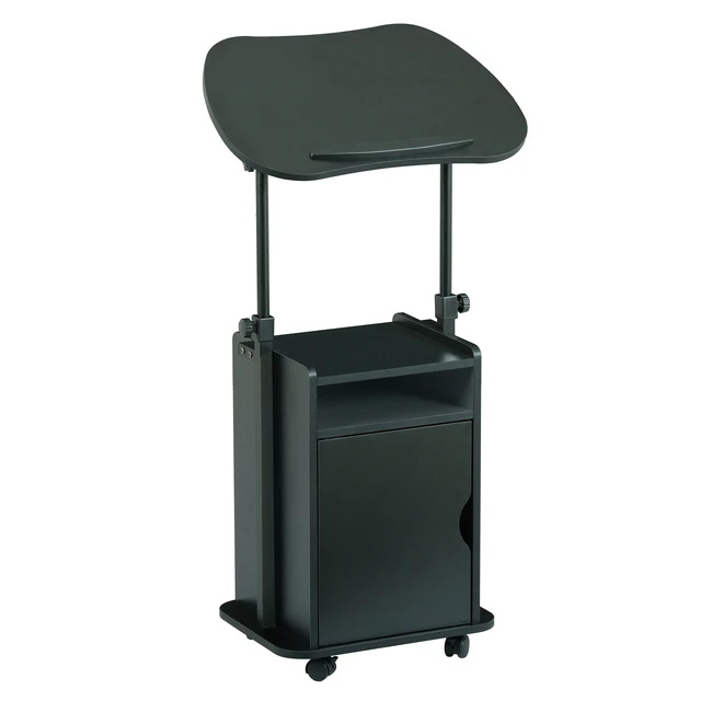 Alt view image 2 of 7 - Sit-to-Stand Rolling Adjustable Laptop Cart With Storage, Black