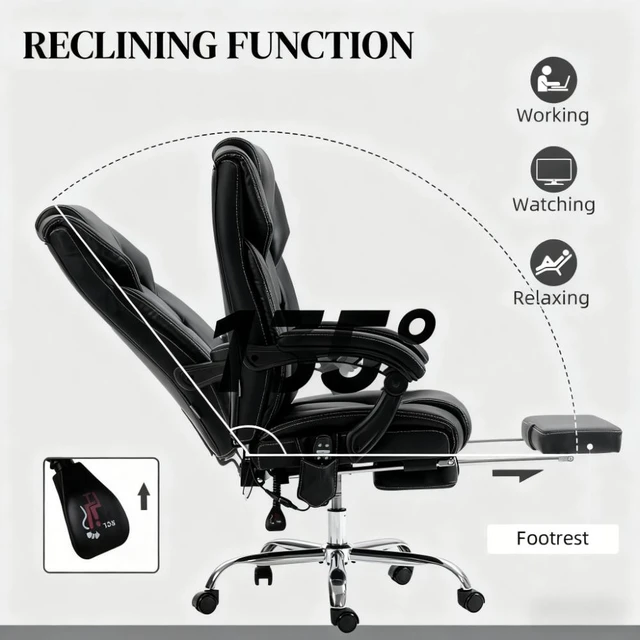 Alt view image 3 of 7 - Office Chair with Massage & Reclining Footrest Unmatched Comfort for All-Day Work & Leisure