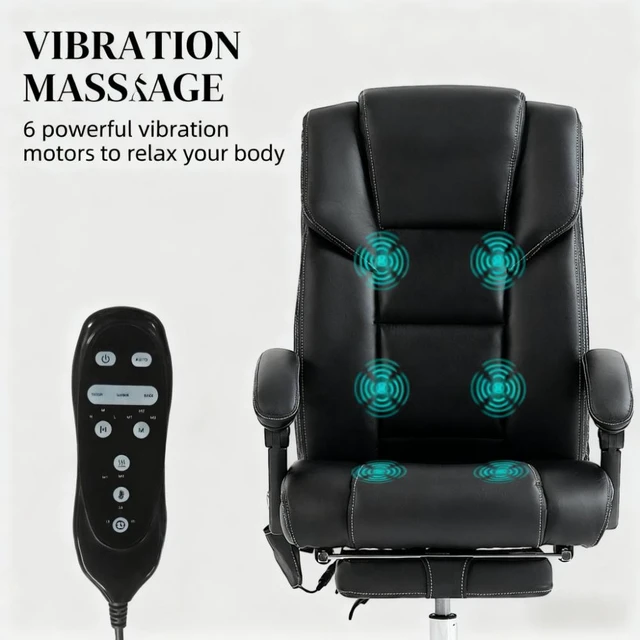 Alt view image 5 of 7 - Office Chair with Massage & Reclining Footrest Unmatched Comfort for All-Day Work & Leisure