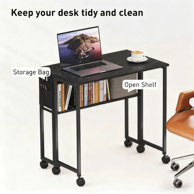 Alt view image 2 of 4 - Foldable Desk with Storage Bag,Folding Computer Desk,for Small Spaces, Home Office