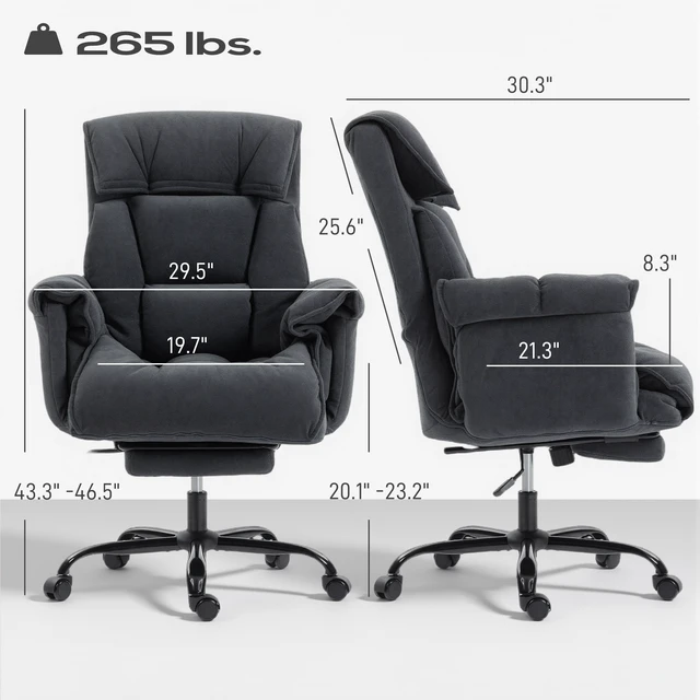 Alt view image 4 of 6 - Reclining Desk Chair,High Back Office Chair