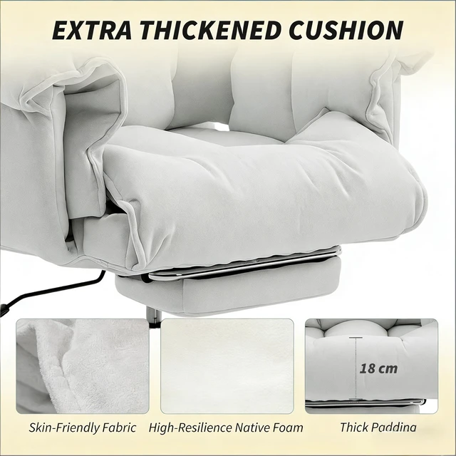 Alt view image 6 of 7 - Reclining Desk Chair with Footrest,High Back Office Chair