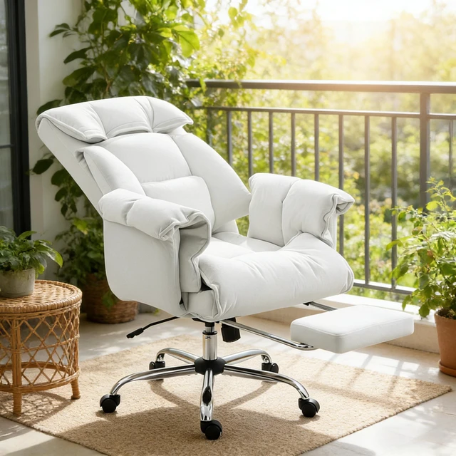 Alt view image 4 of 7 - Reclining Desk Chair with Footrest,High Back Office Chair