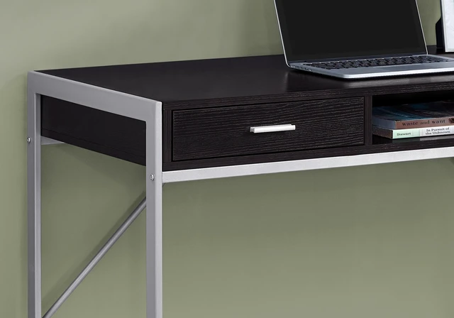 Alt view image 2 of 5 - Computer Desk, Home Office, Laptop, Storage Drawers, 48"l, Work, Brown Laminate, Grey Metal, Contemporary, Modern