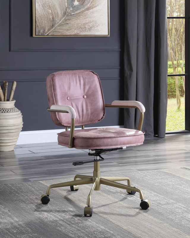 Main image of Siecross Pink Top Grain Leather Office Chair