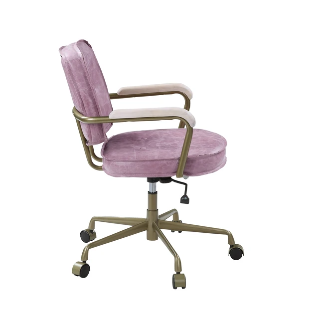 Alt view image 4 of 7 - Siecross Pink Top Grain Leather Office Chair