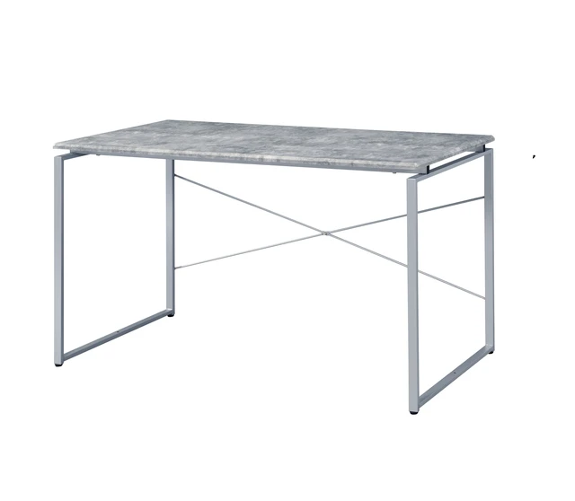 Main image of Metal Frame Writing Desk 1pc Wooden Home Office Furniture Faux Concrete & Silver Finish Laptop Table