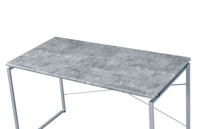 Alt view image 2 of 6 - Metal Frame Writing Desk 1pc Wooden Home Office Furniture Faux Concrete & Silver Finish Laptop Table
