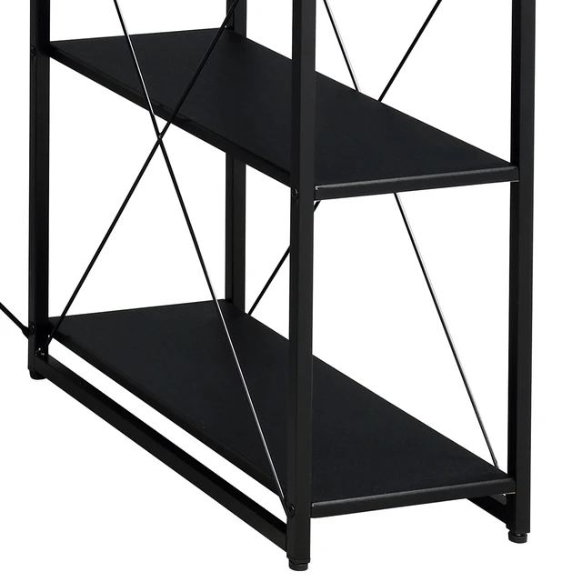 Alt view image 7 of 7 - Black Office Desk with Open Shelves and Hutch