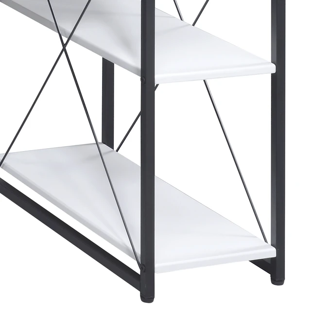 Alt view image 5 of 7 - White and Black Office Desk with Open Shelves and Hutch