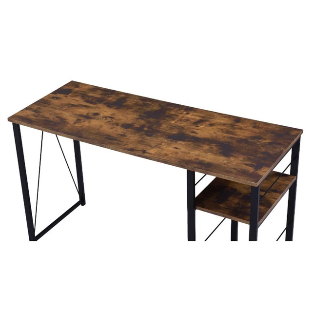 Alt view image 5 of 5 - Rectangular Writing Desk with 2 Tier Shelf, Weathered Oak and Black