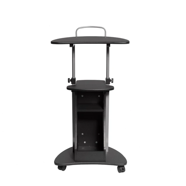 Alt view image 7 of 7 - Sit-to-Stand Rolling Adjustable Height Laptop Cart With Storage, Graphite