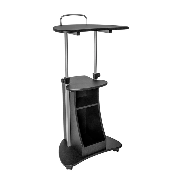 Alt view image 6 of 7 - Sit-to-Stand Rolling Adjustable Height Laptop Cart With Storage, Graphite