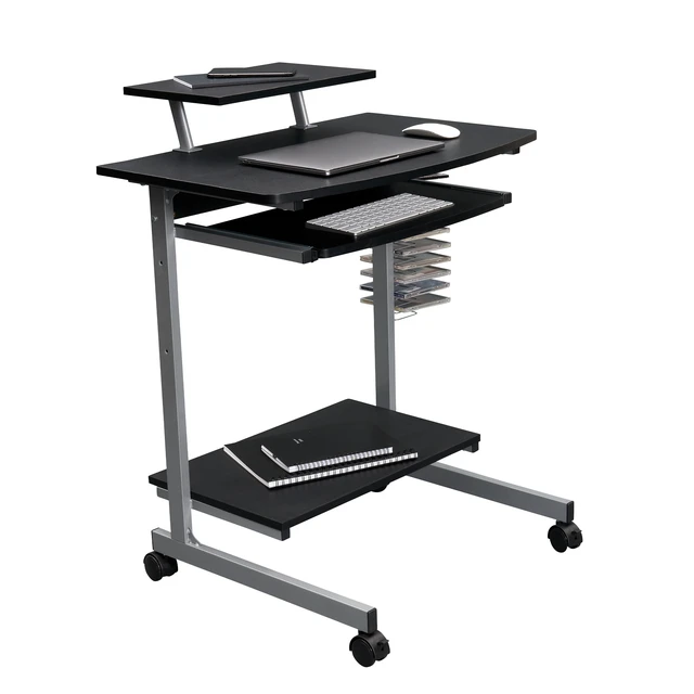 Alt view image 2 of 7 - Compact Computer Cart With Storage, Graphite