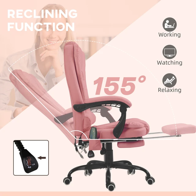 Alt view image 4 of 7 - 7-Point Vibrating Massage Office Chair High Back Massaging Office Desk Chair , Pink