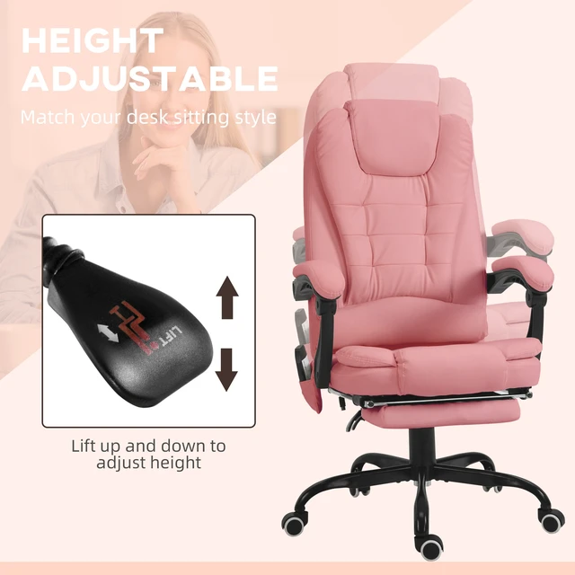 Alt view image 3 of 7 - 7-Point Vibrating Massage Office Chair High Back Massaging Office Desk Chair , Pink