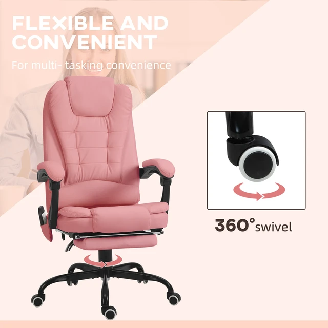 Alt view image 5 of 7 - 7-Point Vibrating Massage Office Chair High Back Massaging Office Desk Chair , Pink