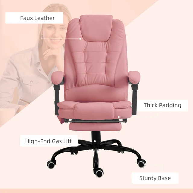 Alt view image 7 of 7 - 7-Point Vibrating Massage Office Chair High Back Massaging Office Desk Chair , Pink