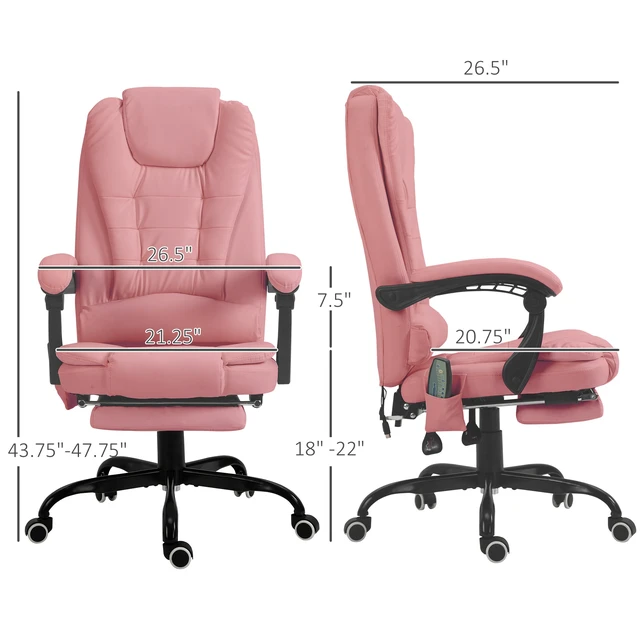 Alt view image 2 of 7 - 7-Point Vibrating Massage Office Chair High Back Massaging Office Desk Chair , Pink