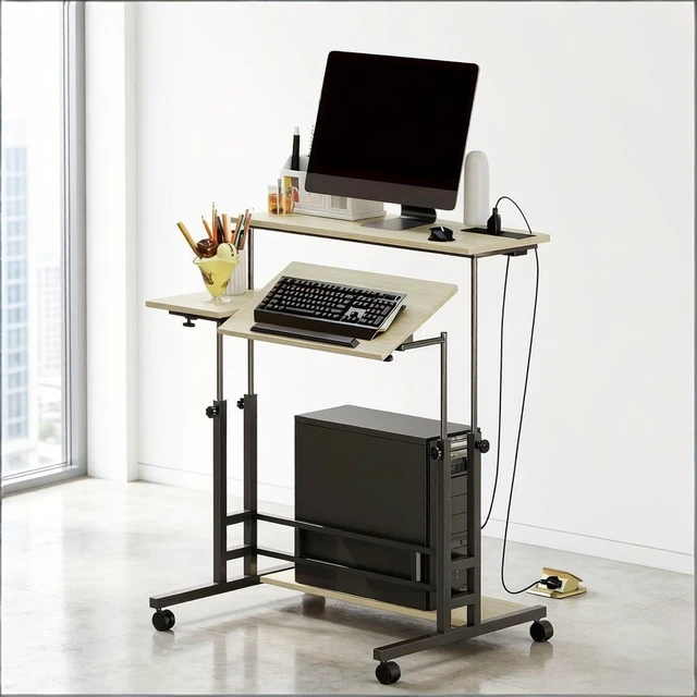 Alt view image 2 of 7 - Mobile Office Desk,Stand Up Desk,Adjustable Standing Desk(Only Desk)