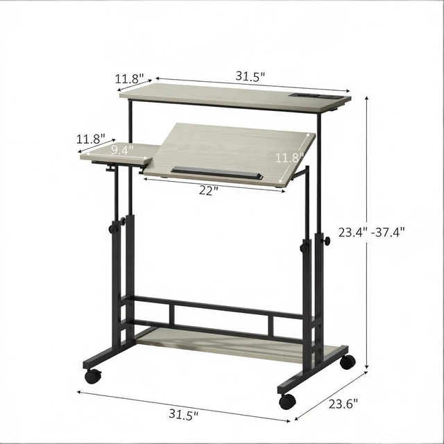 Alt view image 5 of 7 - Mobile Office Desk,Stand Up Desk,Adjustable Standing Desk(Only Desk)