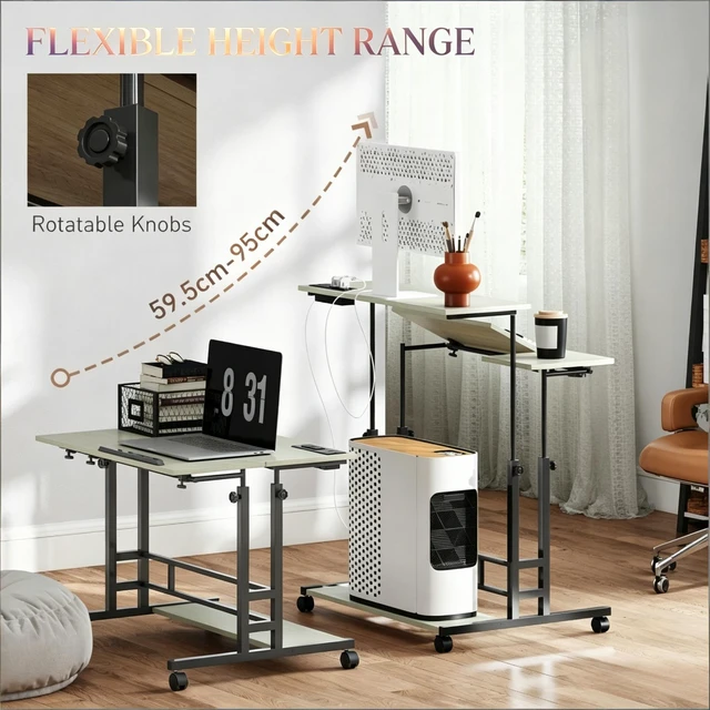 Alt view image 6 of 7 - Mobile Office Desk,Stand Up Desk,Adjustable Standing Desk(Only Desk)
