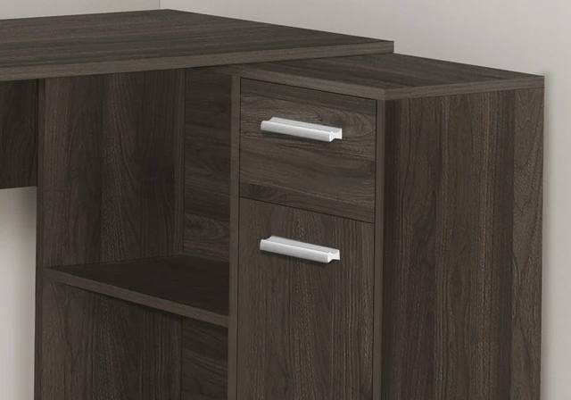 Alt view image 2 of 5 - Computer Desk, Home Office, Corner, Storage Drawers, 46"l, L Shape, Work, Laptop, Brown Laminate, Contemporary, Modern